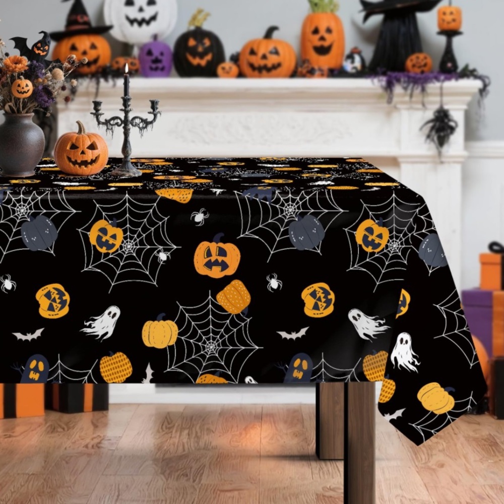 Halloween Jack O’Lantern Tablecloth Black/Orange-Rectangular